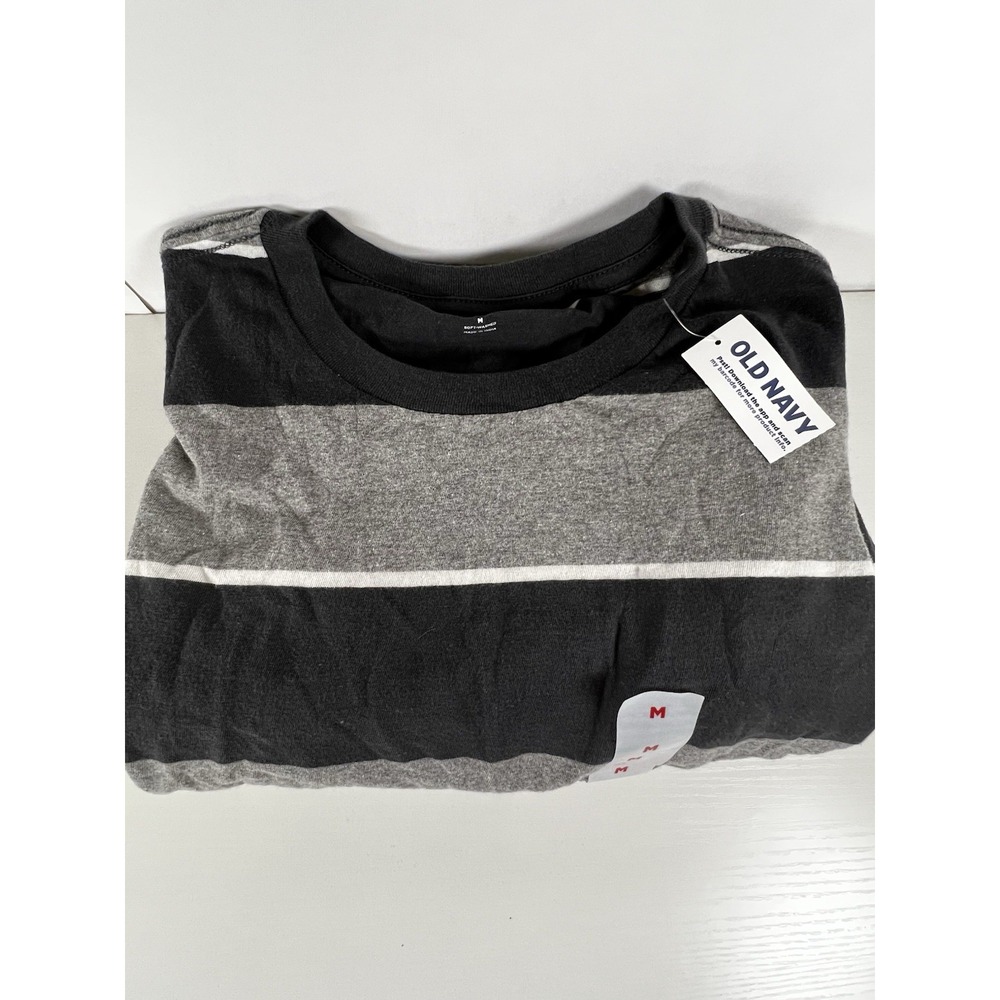Old Navy Men's Striped Pullover T-Shirt Gray White Size‎ M NWT